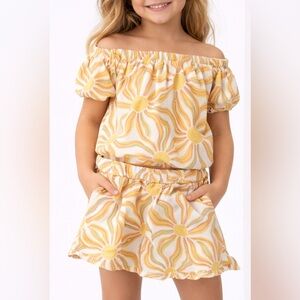 Haute Hippie Kids Style Yellow Sun Print 2 piece matching skort set - Size 6